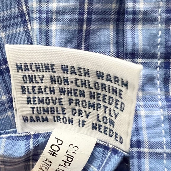 Polo Ralph Lauren Blue Small Plaid Long Sleeve Button Front Men's Shirt Sz M - Picture 10 of 13